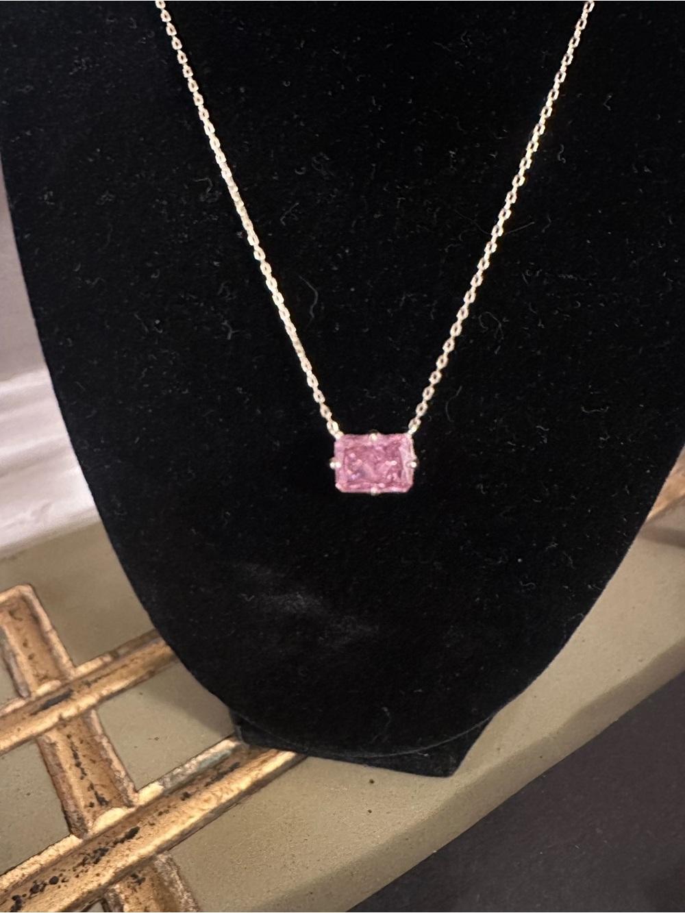 Melinda Maria Pink Square-Cut Pendant Necklace - Picture 2 of 3